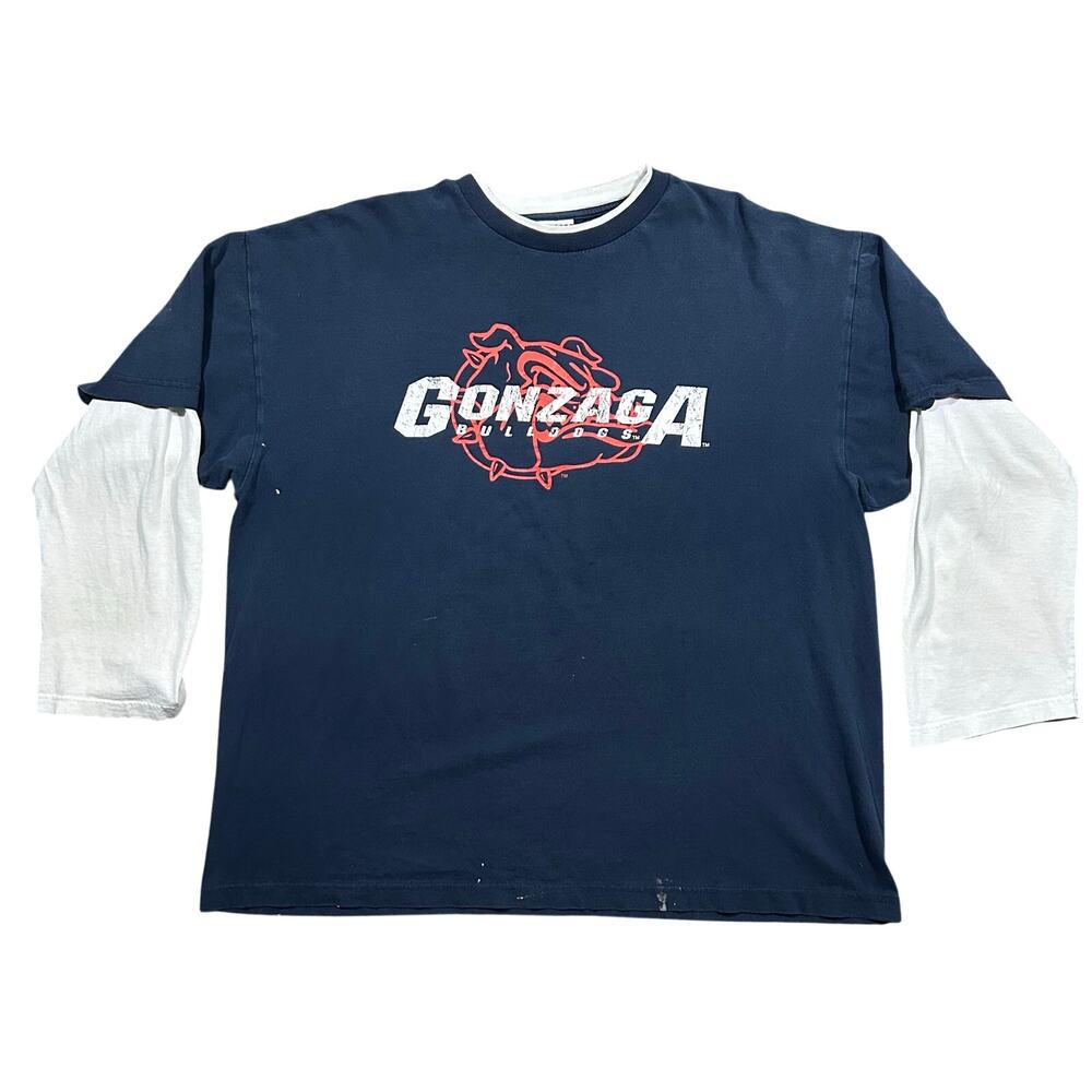 Vintage Y2K Gonzaga University Layered Shirt Men’s 2XL Distressed Bulldogs